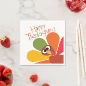 ターキーカラフルハッピー感謝祭紙ナプキンス スタンダードカクテルナプキン (インサイチュ)