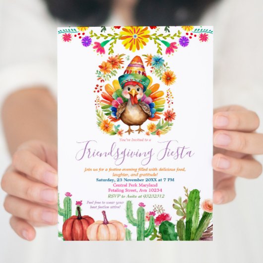 ターキーカラフルフローラカクタスフレンドサンドビィングフィエスタ 招待状