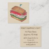 ターキークラブサンドイッチショップレストランダイナーシェフ スクエア名刺 (正面/裏面)