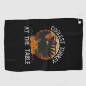 ターキークールクアットザテーブルレトロ感謝祭Fal ゴルフタオル (横)