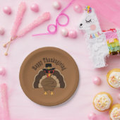 ターキークールハッピー感謝祭おもしろいカスタム文字 ペーパープレート (パーティー)