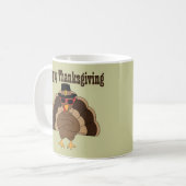 ターキークールハッピー感謝祭カスタム文字 コーヒーマグカップ (正面左)