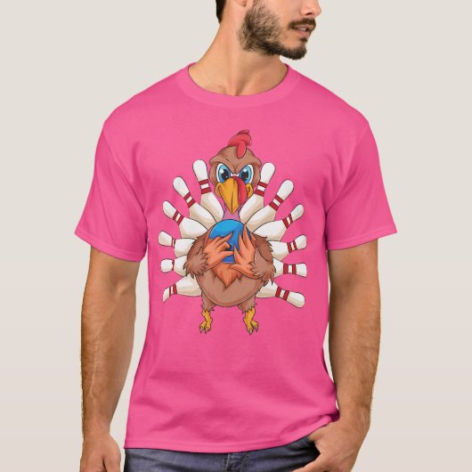 ターキークールボーリングピン羽感謝祭おもしろいヴィン Tシャツ (正面)