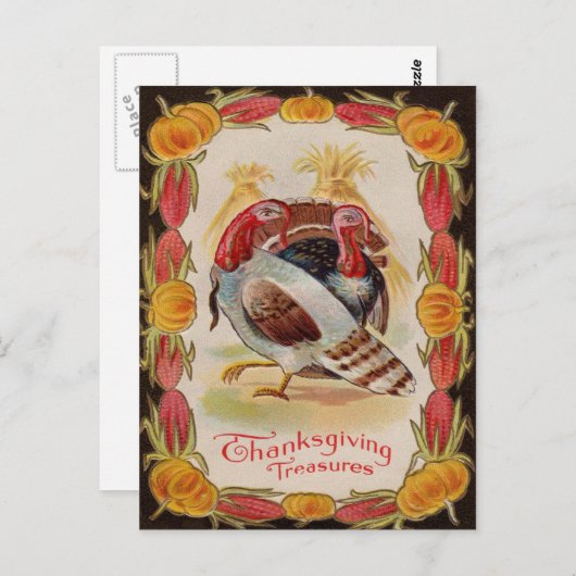 ターキーコーンショックストークパンプキンインディアンコーン ポストカード (正面/裏面)