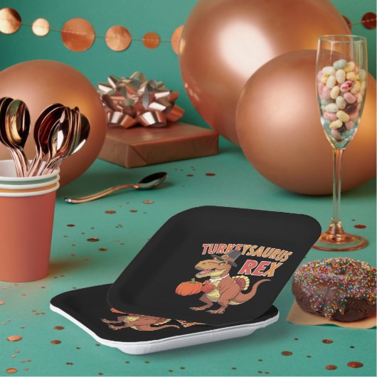 ターキーサウルスレックスダブターキーダートルディノトドラーボーイズ ペーパープレート (複数)