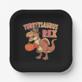 ターキーサウルスレックスダブターキーダートルディノトドラーボーイズ ペーパープレート (正面)