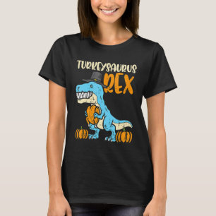 ターキーサウルスレックスダブターキーダートルディノトドラーボーイズ Tシャツ