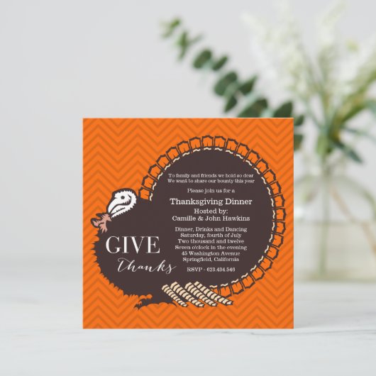 ターキーサンクスギビングディナーパーティの招待状 招待状 (スタンド正面)