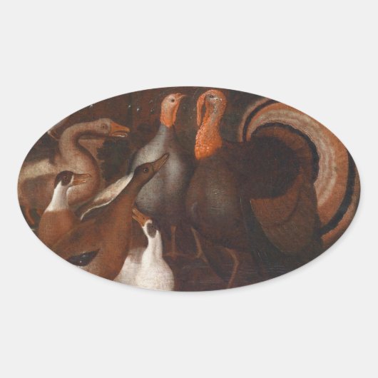 ターキーダックハト感謝祭オーバルステッカー 楕円形シール (正面)