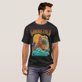 ターキーデーサンクスギビング ゴブルジラ カイジュ モンスター Tシャツ (正面フル)