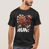 ターキートロットギアおもしろい感謝祭コスチュームRunnin Tシャツ (正面)