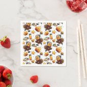 ターキートロット走おもしろい5K感謝祭走 スタンダードカクテルナプキン (インサイチュ)