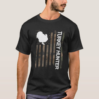 ターキーハンターアメリカ国旗トルコ狩り恋人 Tシャツ