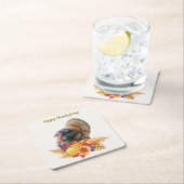 ターキーパンプキンサンクスギビング紙コースター スクエアペーパーコースター (インサイチュ)