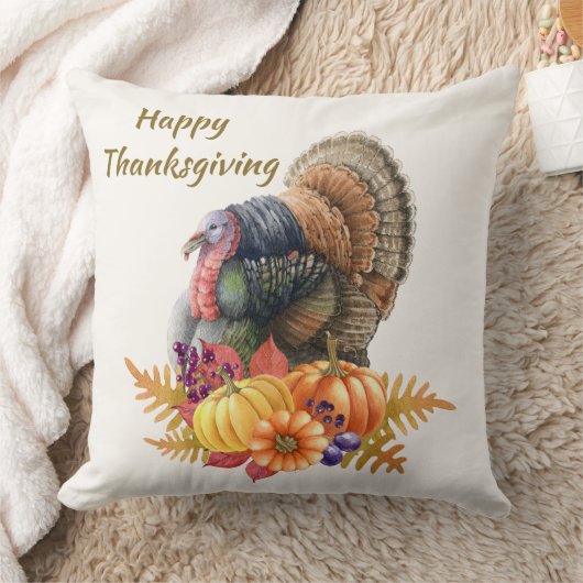 ターキーパンプキンサンクスギビング装飾用クッション クッション (ブランケット)