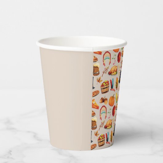 ターキーパンプキン秋感謝祭おもしろいパターン 紙コップ (右)