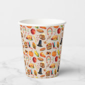 ターキーパンプキン秋感謝祭おもしろいパターン 紙コップ (正面)