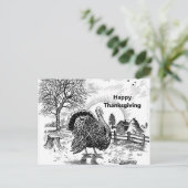 ターキーファームスケッチ感謝祭 ポストカード (スタンド正面)
