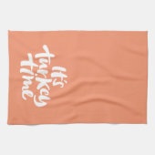 ターキーモダンタイム感謝祭ディナーレタリングT キッチンタオル (横)