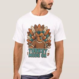 ターキーモードオン おかしい感謝祭の七面鳥と Tシャツ