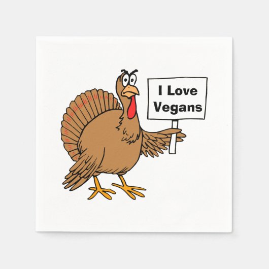 ターキーユーモアビーガンジョーク スタンダードカクテルナプキン (正面)