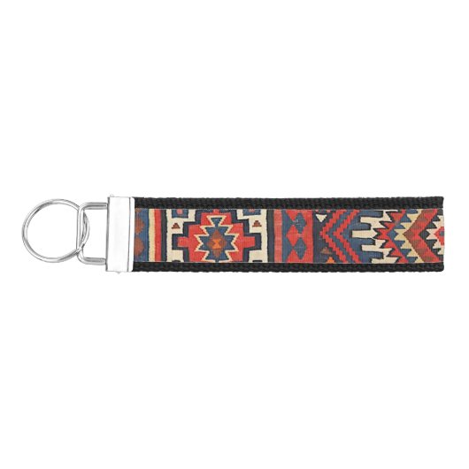 ターキーリムアステカレッドブルータン リストバンドキーホルダー (鍵左)