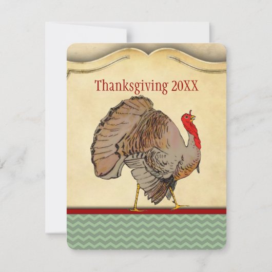 ターキー伝統的感謝祭ディナー招待状 招待状 (裏面)