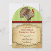 ターキー伝統的感謝祭ディナー招待状 招待状 (正面)