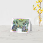 ターキー素晴らしダイニング、感謝祭の鳥のユーモア空白の カード (黄色い花)