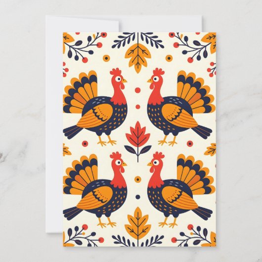 ターキー素朴紅葉感謝祭ディナー 招待状 (裏面)