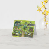 ターキー農場、ユーモアのあるカントリー風サンクスギビングの空白 カード (黄色い花)