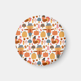 ターキー＆かかし感謝祭パターン マグネット