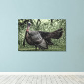 ターキー・イン・ザ・ウッズ – Sage Green B&Wポスター キャンバスプリント (インサイチュ (ウッドフロア))