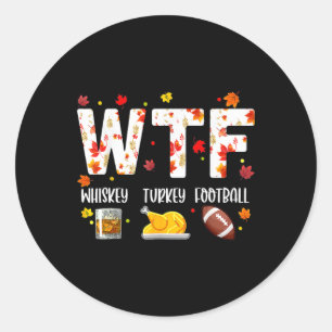 ターキー・サンクスギビングのおかしなTシャツ Wtf ウイスキータキー ラウンドシール