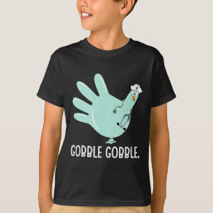 ターキー スクラブ ラバーグローブ 看護師 秋 看護 感謝祭 Tシャツ