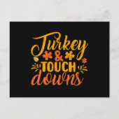 ターキー タッチダウン 感謝祭 家族 フットボール ポストカード (正面)