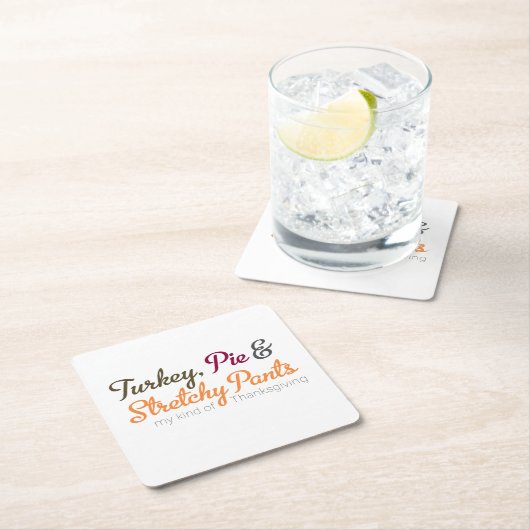 ターキー、パイ&ストレッチパンツ スクエアペーパーコースター (インサイチュ)