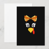 ターキー フェイス ガール レトロ ボウ フレンズギビング サンクスギブ 招待状 (正面/裏面)