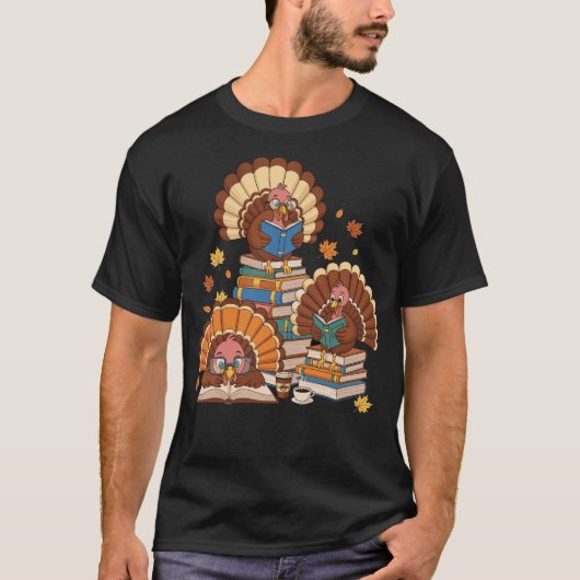 ターキー・リード・ブックス 楽しい読書の秋の感謝祭 Tシャツ (正面)
