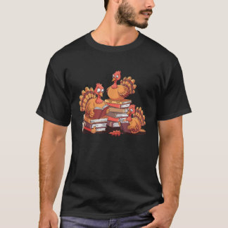 ターキー+読書+落ちる+感謝祭+先生+ブー Tシャツ