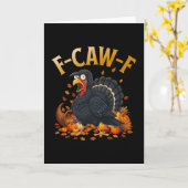 ターキー F-caw-f 面白い感謝祭 黒いカラス 大人 カード (黄色い花)