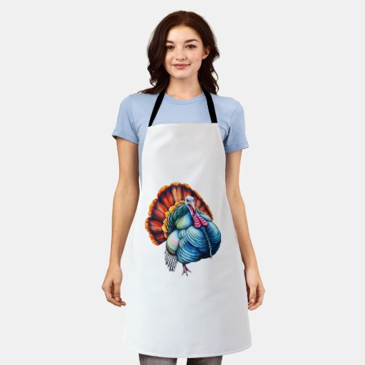 ターキ鮮やかープライドアークラシックトTシャツ エプロン (着用した状態)