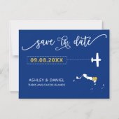 タークスとカイコスの結婚式デートカードを救う地図 マグネット招待状 (正面)