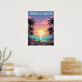 タークス諸島とカイコス諸島の熱帯の夕日 ポスター (キッチン)
