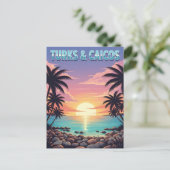 タークス諸島とカイコス諸島の熱帯の夕日 ポストカード (スタンド正面)