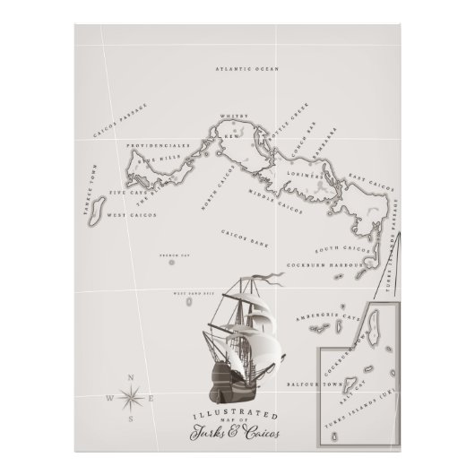 タークス・カイコスの地図 フォトプリント            (正面)