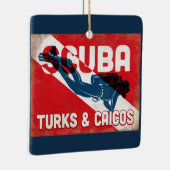タークス&カイコススキューバダイバーブルーレトロ セラミックオーナメント (右)