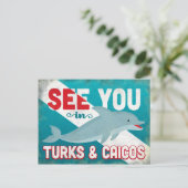 タークス&カイコスドルフィンレトロヴィンテージトラベル ポストカード (スタンド正面)
