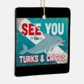 タークス&カイコスドルフィン – レトロヴィンテージトラベル セラミックオーナメント (右)