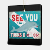 タークス&カイコスドルフィン – レトロヴィンテージトラベル セラミックオーナメント (左)